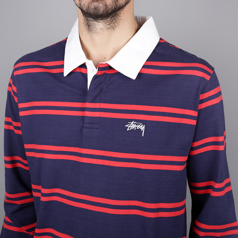 Лонгслив поло Stussy Desmond Stripels (1140097-navy)  - цена, описание, фото 2