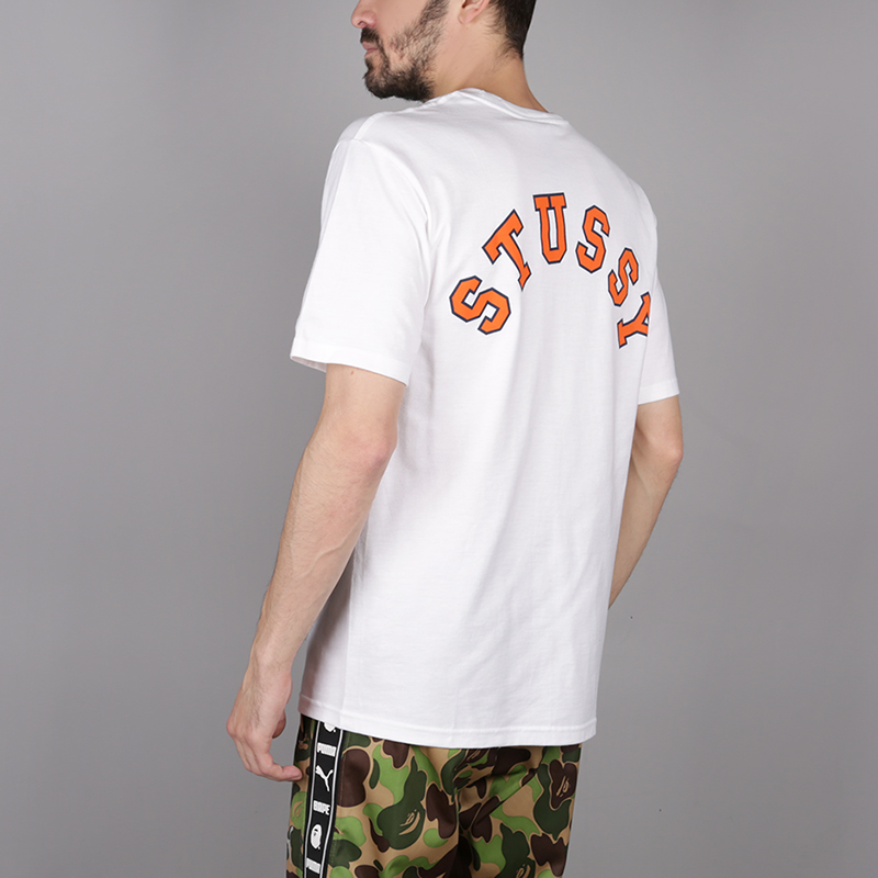 мужская белая футболка Stussy College Arc Tee 1904260-white - цена, описание, фото 4