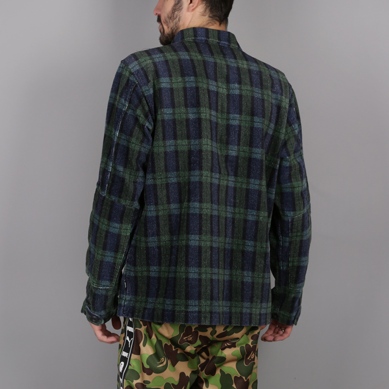 мужская синяя рубашка Stussy Velveteen Jungle 1110005-plaid - цена, описание, фото 5