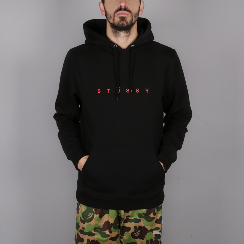 мужская черная толстовка Stussy Helvetica Spread 118267-black - цена, описание, фото 1