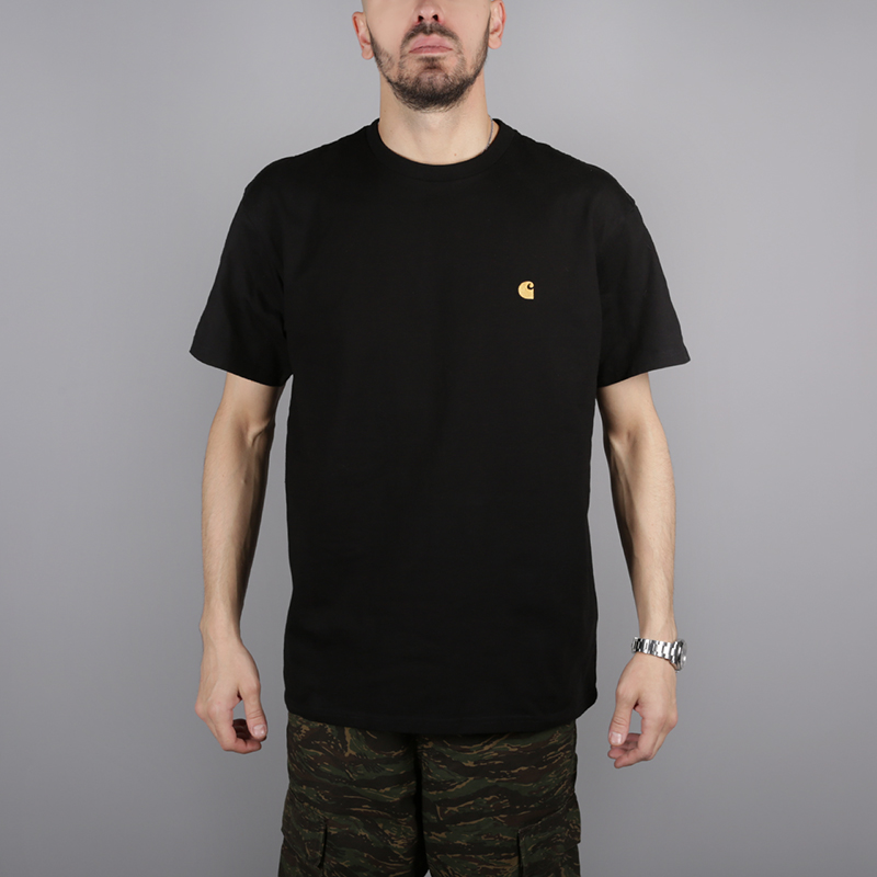 Мужская футболка Carhartt WIP S/S Chase T-Shirt (i026391-black/gold)  - цена, описание, фото 1