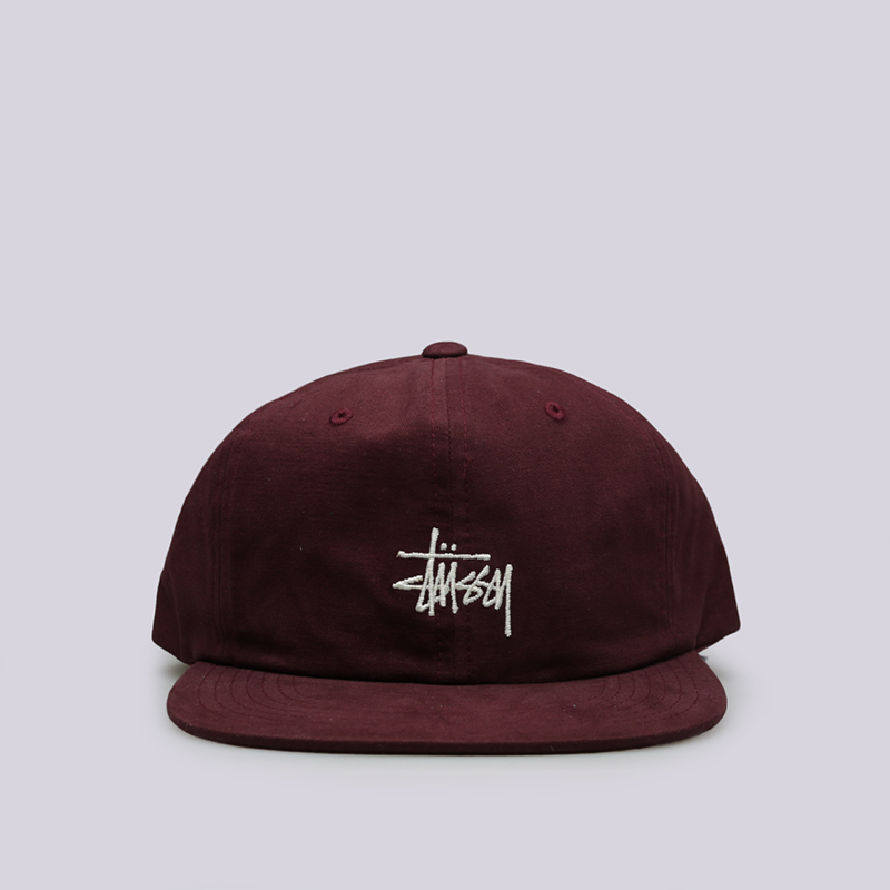  бордовая кепка Stussy Washed Oxford Strapback Cap 131874-burgundy - цена, описание, фото 1