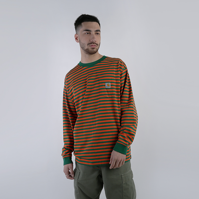 

Лонгслив Carhartt WIP, /S Barkley Pocket T-Shirt, Оранжевый;зеленый