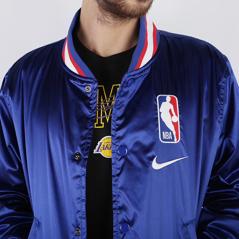 мужская синяя куртка Nike NBA Varsity Satin Jacket CI1751-495 - цена, описание, фото 5