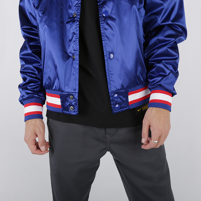 мужская синяя куртка Nike NBA Varsity Satin Jacket CI1751-495 - цена, описание, фото 6