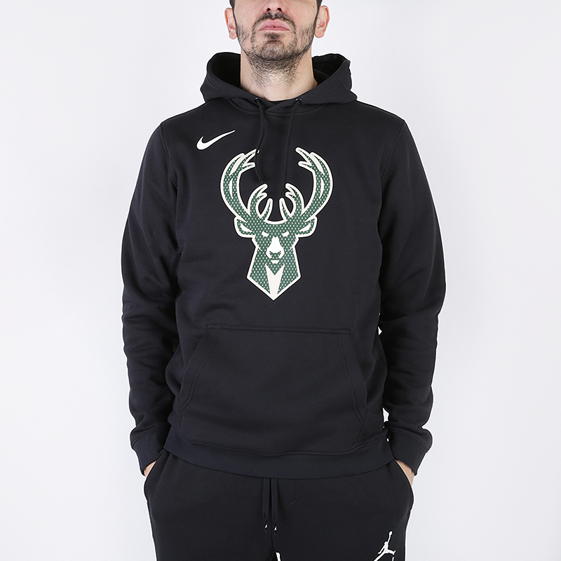 

Толстовка Nike, Чёрный, NBA Milwaukee Bucks Logo Club Hoodie