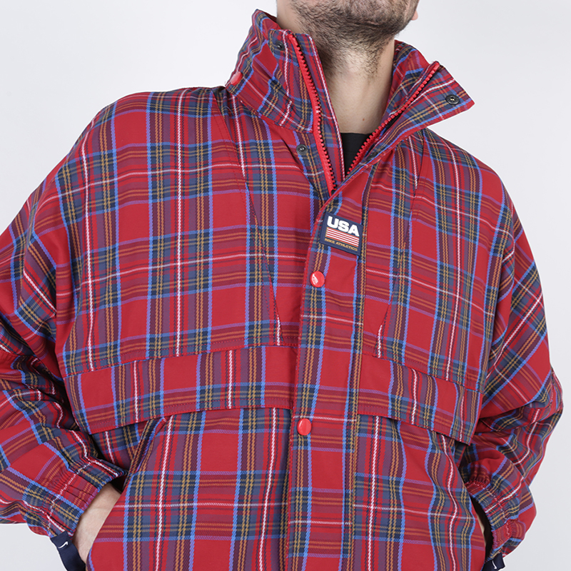 мужская красная куртка Nike Plaid Swoosh Stripe Jacket CD6375-657 - цена, описание, фото 3