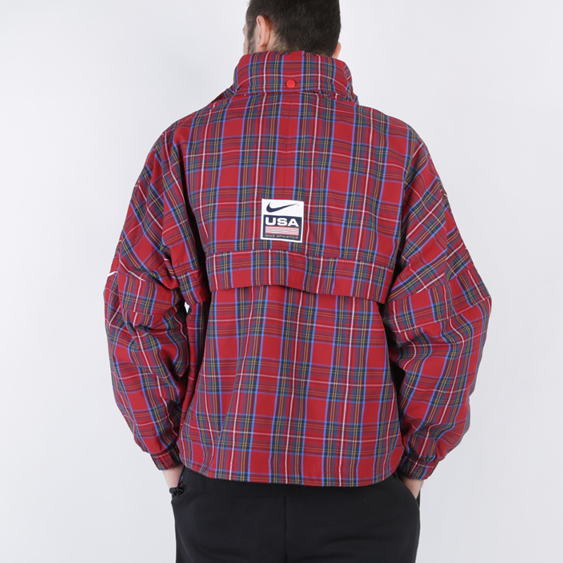 мужская красная куртка Nike Plaid Swoosh Stripe Jacket CD6375-657 - цена, описание, фото 2