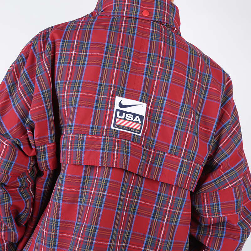 мужская красная куртка Nike Plaid Swoosh Stripe Jacket CD6375-657 - цена, описание, фото 6