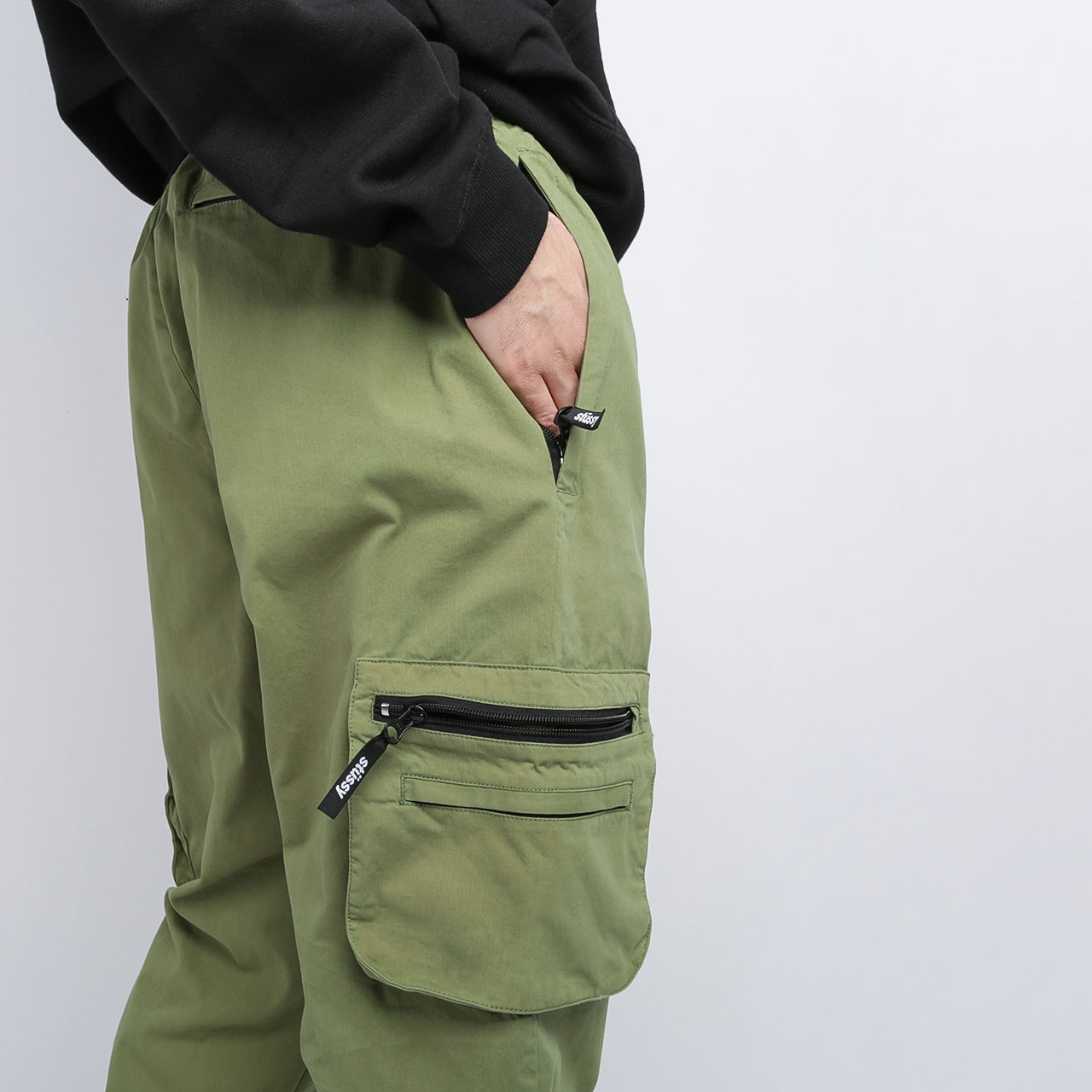 мужские зеленые брюки Stussy Big Pocket Nylon Pant 116408 - цена, описание, фото 5