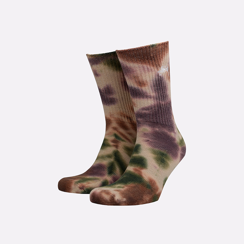 мужские разноцветные носки Stussy Tie Dye Socks 138661-olive - цена, описание, фото 1