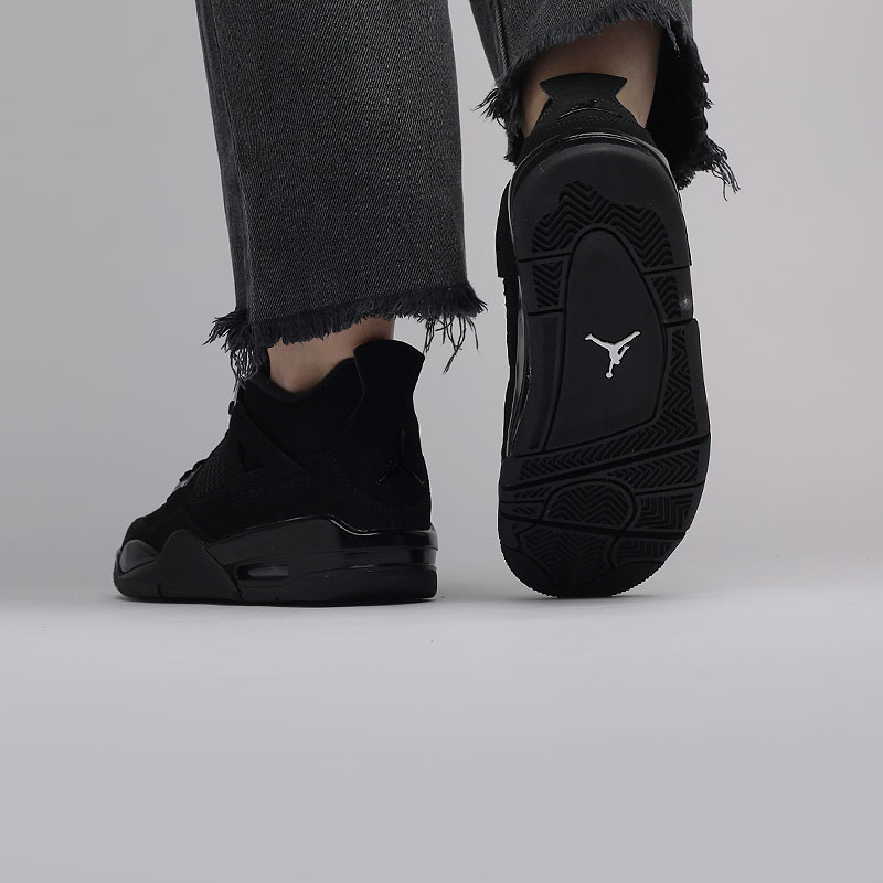 женские черные кроссовки Jordan 4 Retro (GS) 408452-010 - цена, описание, фото 9
