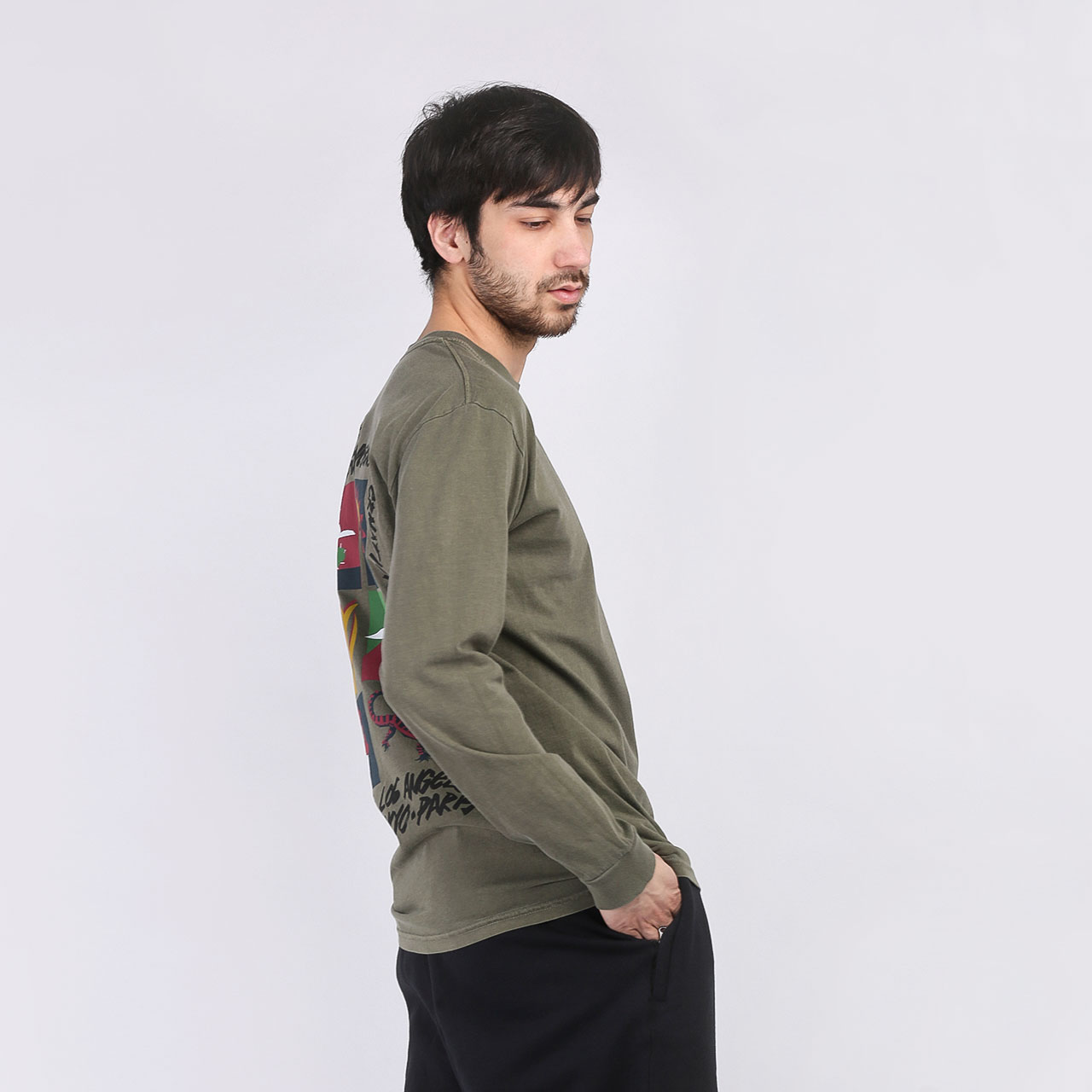 Лонгслив Stussy High Desert Pigment Dyed LS Tee (1994531-olive)  - цена, описание, фото 1