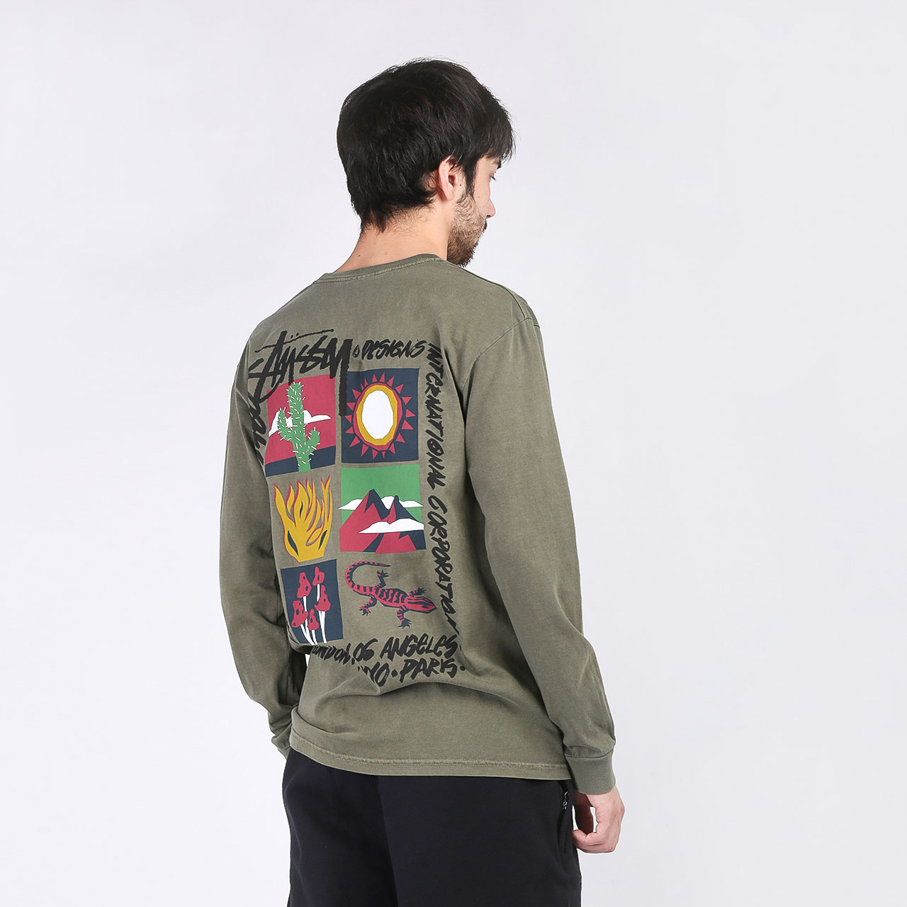   лонгслив Stussy High Desert Pigment Dyed LS Tee 1994531-olive - цена, описание, фото 2