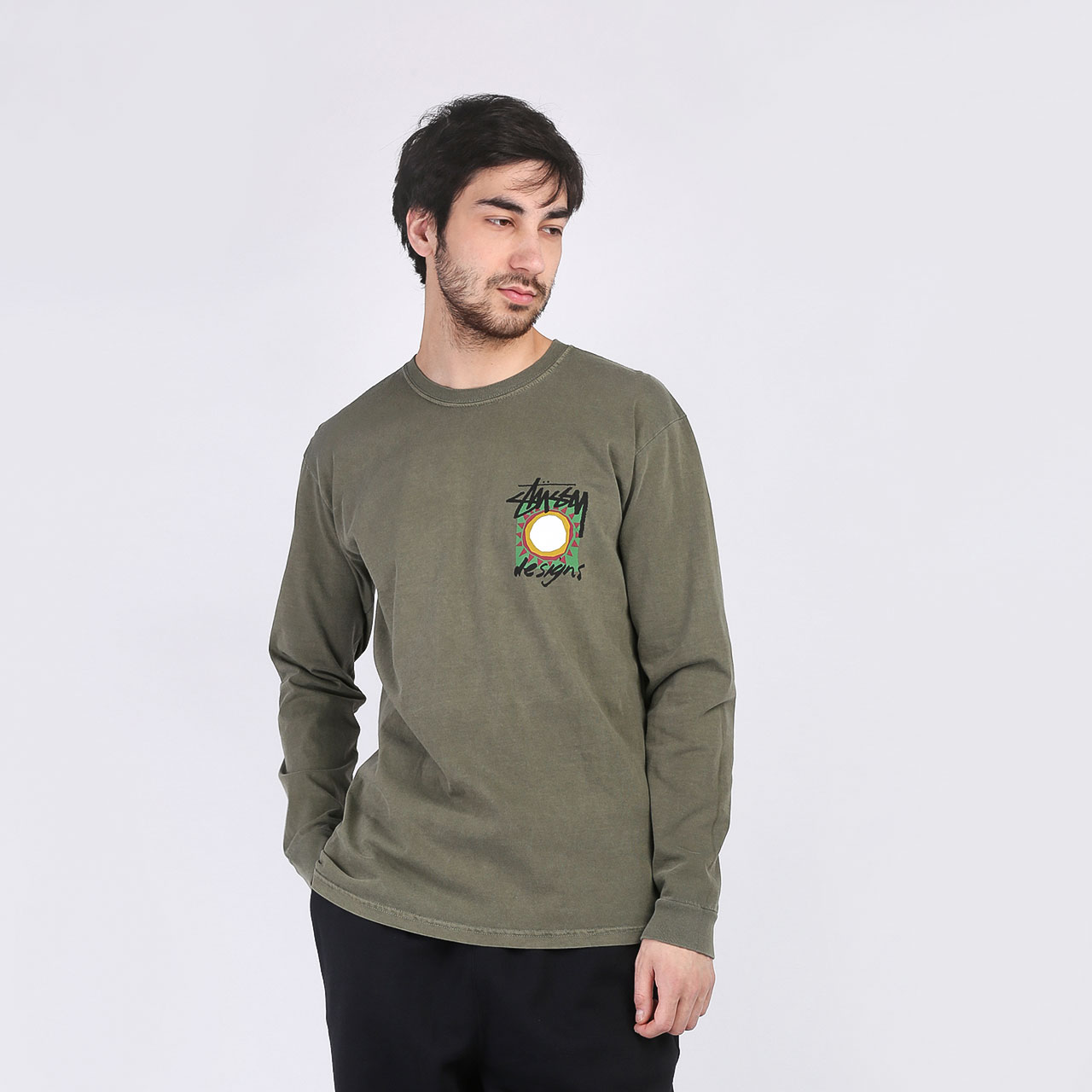 Лонгслив Stussy High Desert Pigment Dyed LS Tee (1994531-olive)  - цена, описание, фото 3