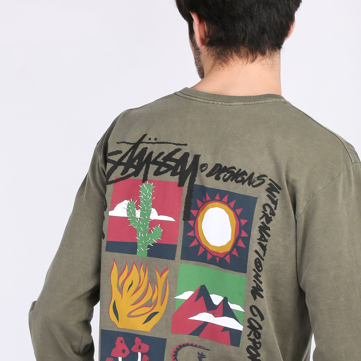   лонгслив Stussy High Desert Pigment Dyed LS Tee 1994531-olive - цена, описание, фото 4