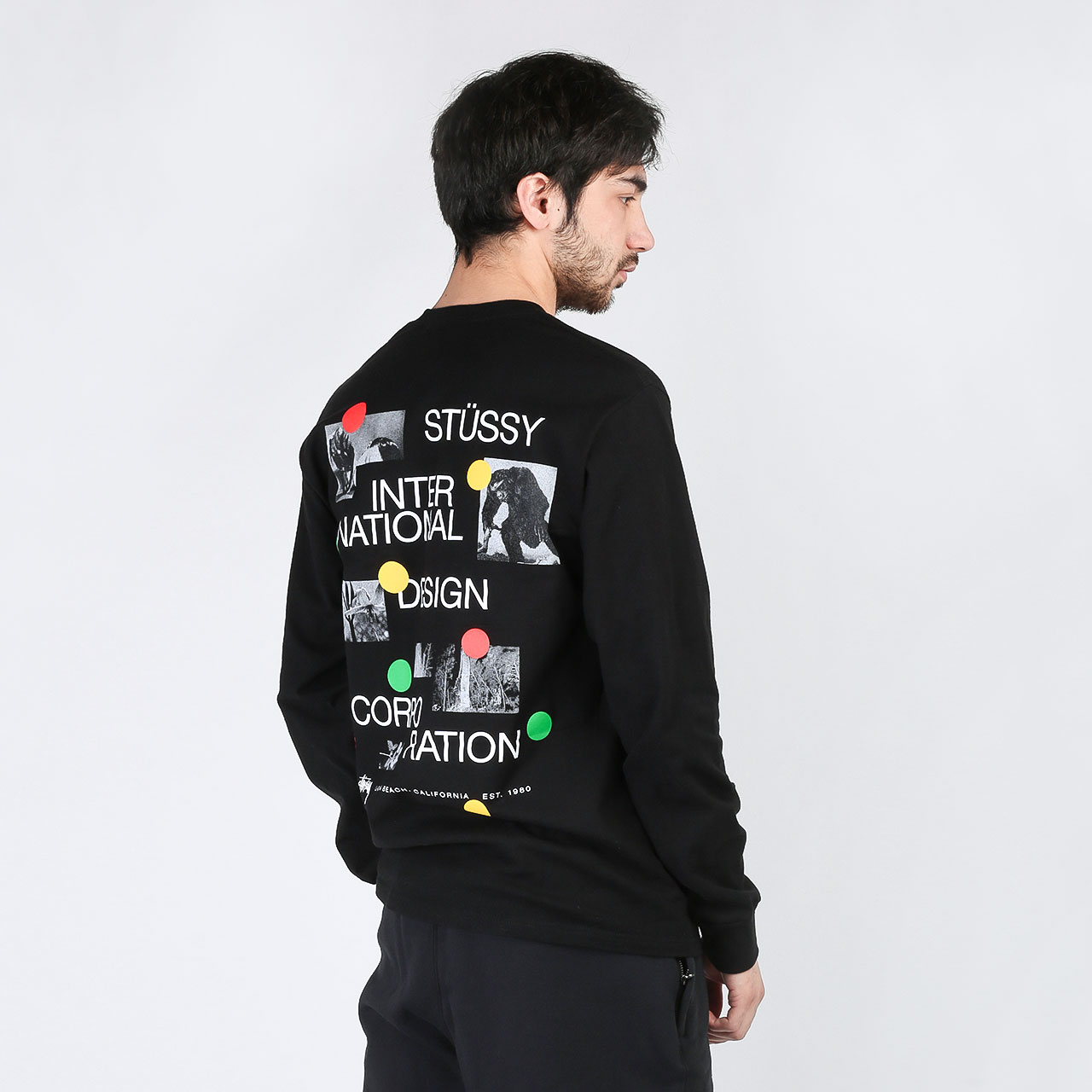   лонгслив Stussy LONG SLEEVE DOT COLLAGE TEE 1994526-black - цена, описание, фото 2