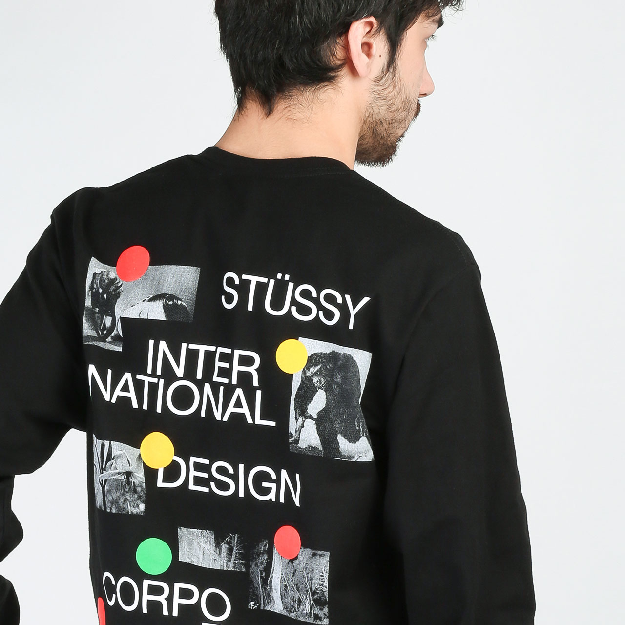   лонгслив Stussy LONG SLEEVE DOT COLLAGE TEE 1994526-black - цена, описание, фото 3