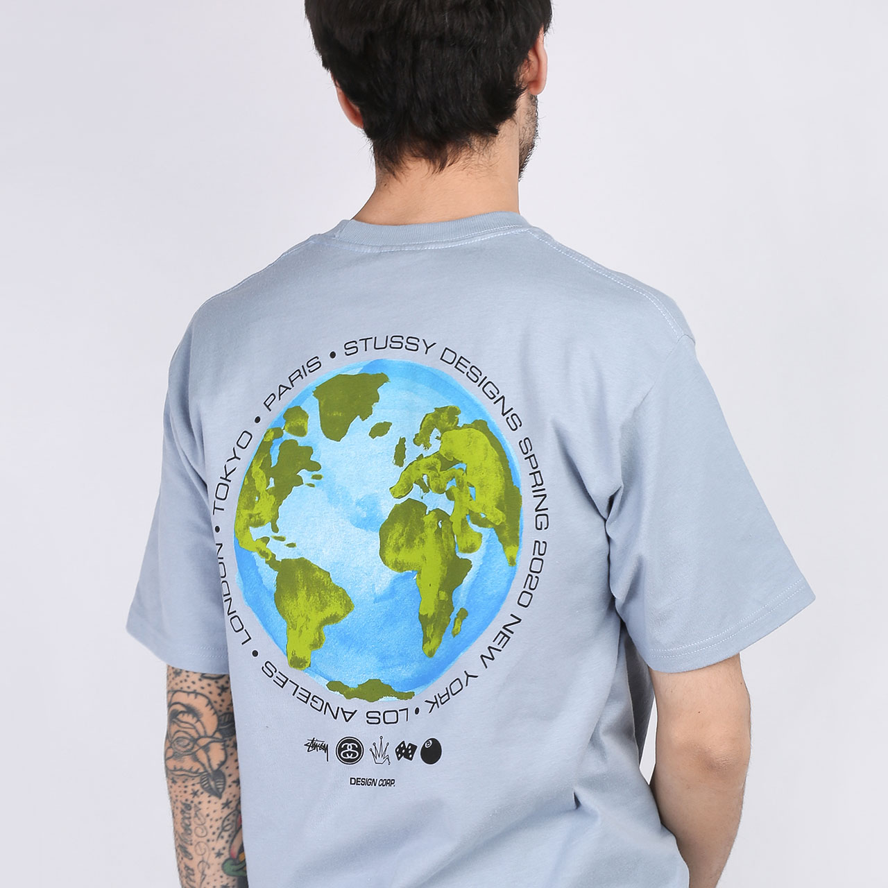 Мужская футболка Stussy T-SHIRT GLOBAL DESIGN (1904506-slate)  - цена, описание, фото 3