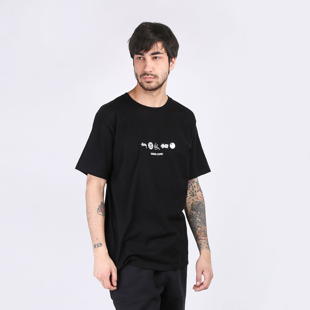 мужская черная футболка Stussy T-SHIRT GLOBAL DESIGN 1904506-black - цена, описание, фото 3