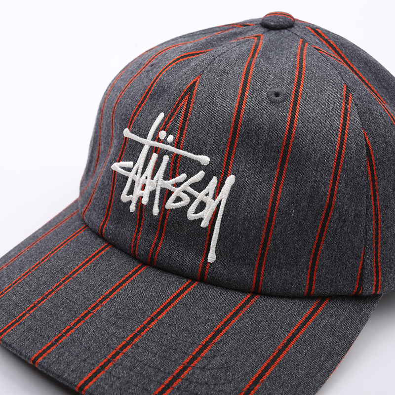  серая кепка Stussy Big Logo Striped Cap 131926-charcoal - цена, описание, фото 3