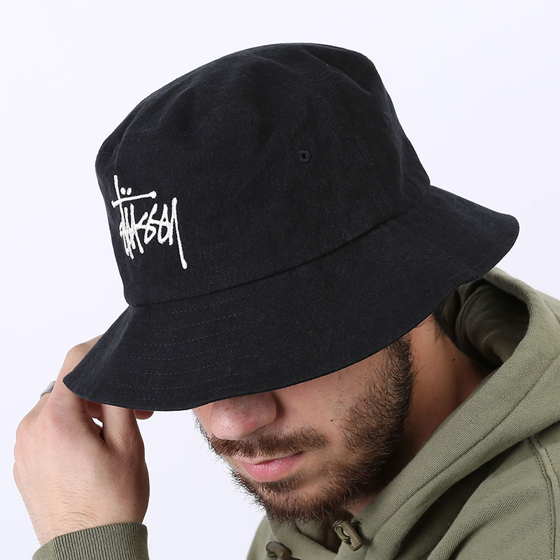 

Панама Stussy, Черный, Big logo Canvas Bucket Hat