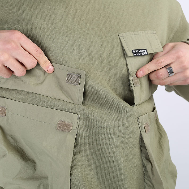 мужская зеленая толстовка Stussy Cargo Fleece Hood 218094-khaki - цена, описание, фото 5