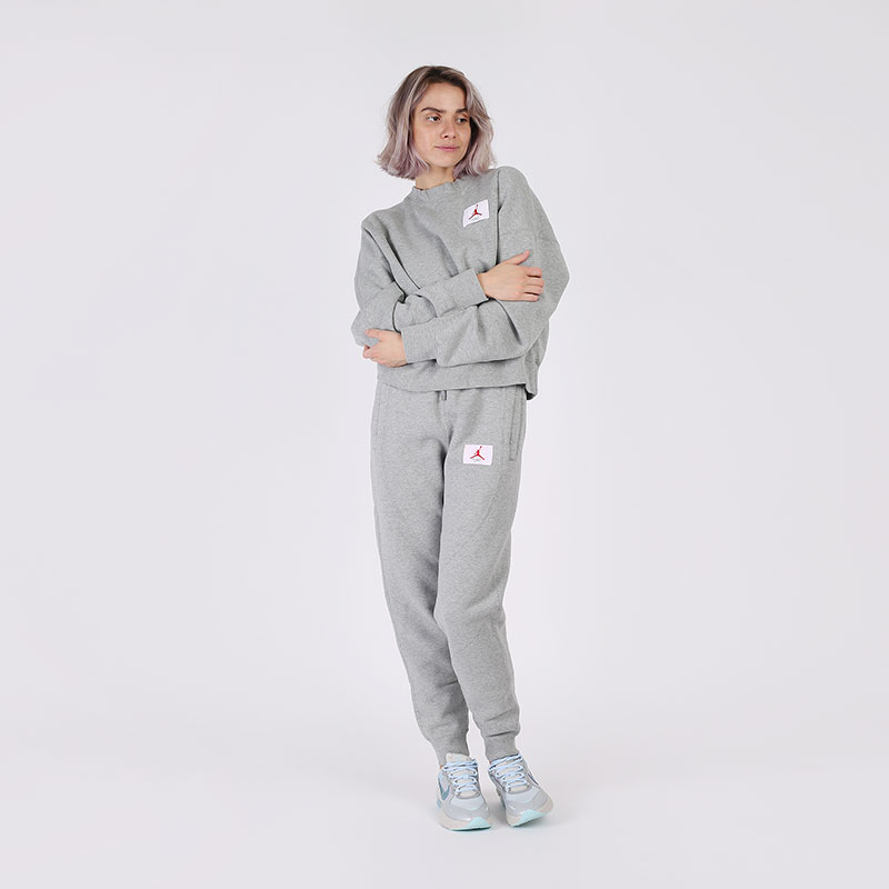 женская серая толстовка Jordan Flight Fleece Crew CV7783-063 - цена, описание, фото 5