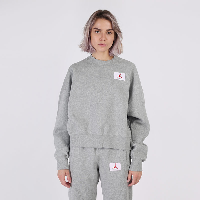 женская серая толстовка Jordan Flight Fleece Crew CV7783-063 - цена, описание, фото 1