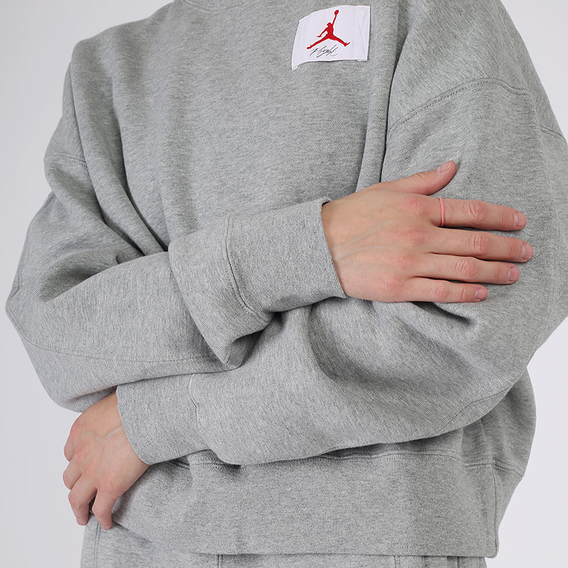 женская серая толстовка Jordan Flight Fleece Crew CV7783-063 - цена, описание, фото 4