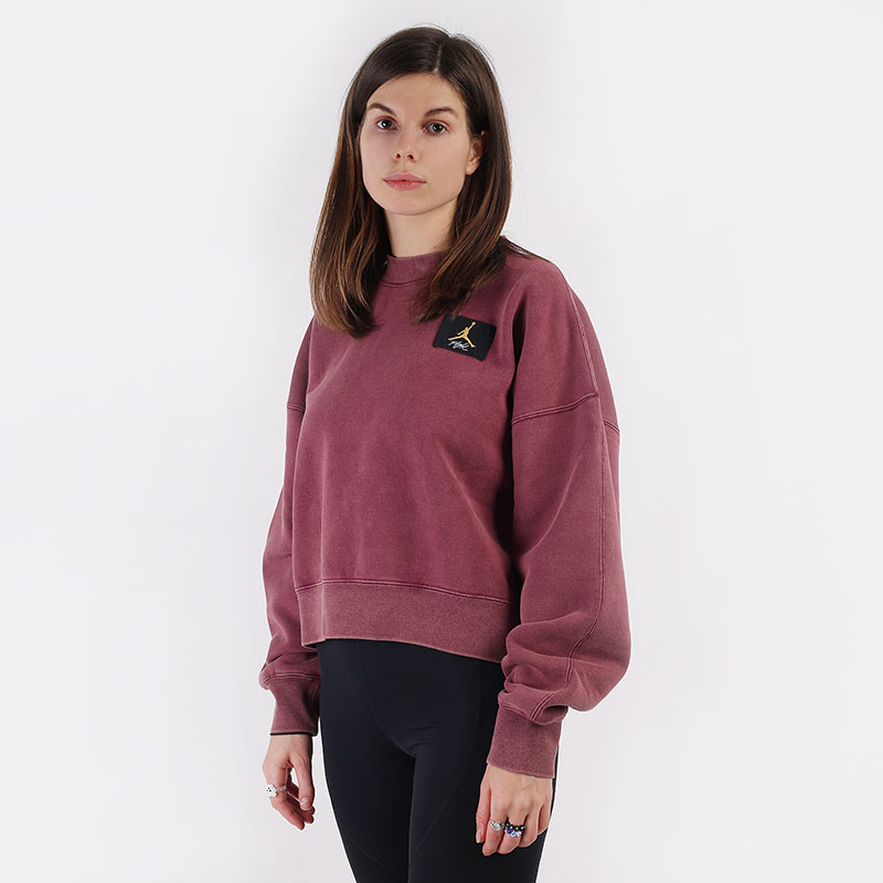 женская бордовая толстовка Jordan Flight Fleece Crew CV7783-610 - цена, описание, фото 1