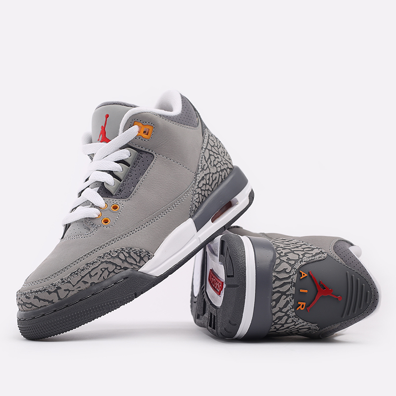 женские серые кроссовки Jordan 3 Retro (GS) 398614-012 - цена, описание, фото 5