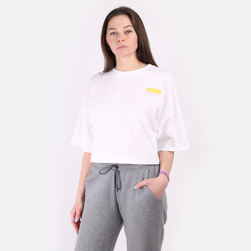 женская белая футболка PUMA x Peanuts Tee 53115802 - цена, описание, фото 1