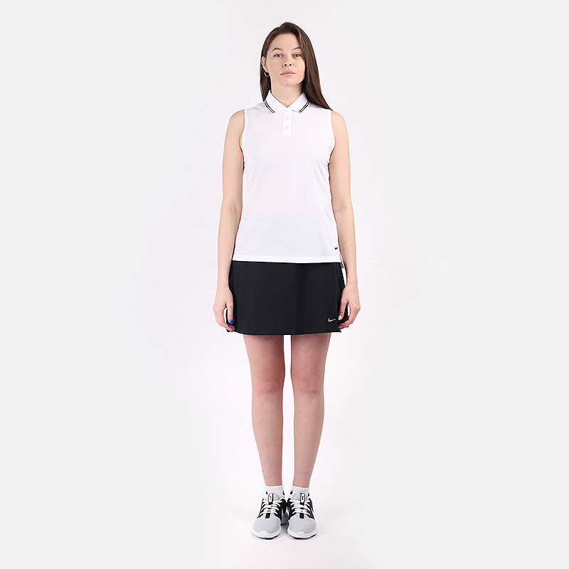 white sleeveless golf polo