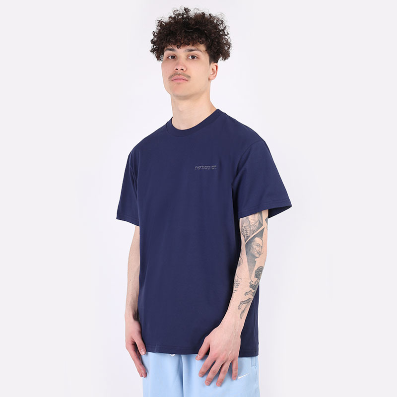 мужская синяя футболка Carhartt WIP S/S Warp Speed T-Shirt I029029-space/reflective - цена, описание, фото 1