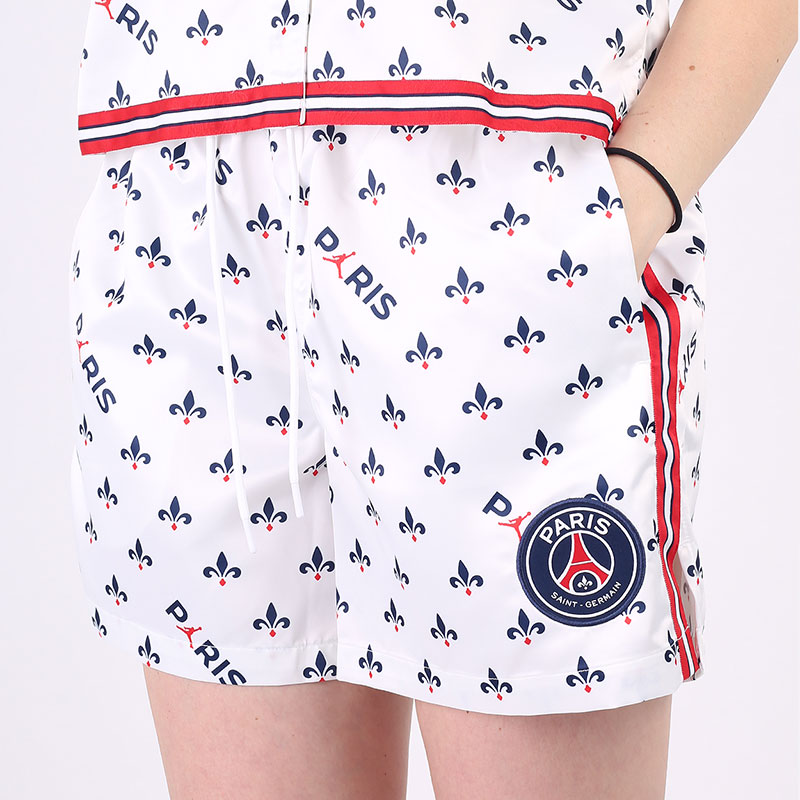 женские белые шорты  Jordan Paris Saint-Germain Women's Printed Shorts DC3821-100 - цена, описание, фото 1