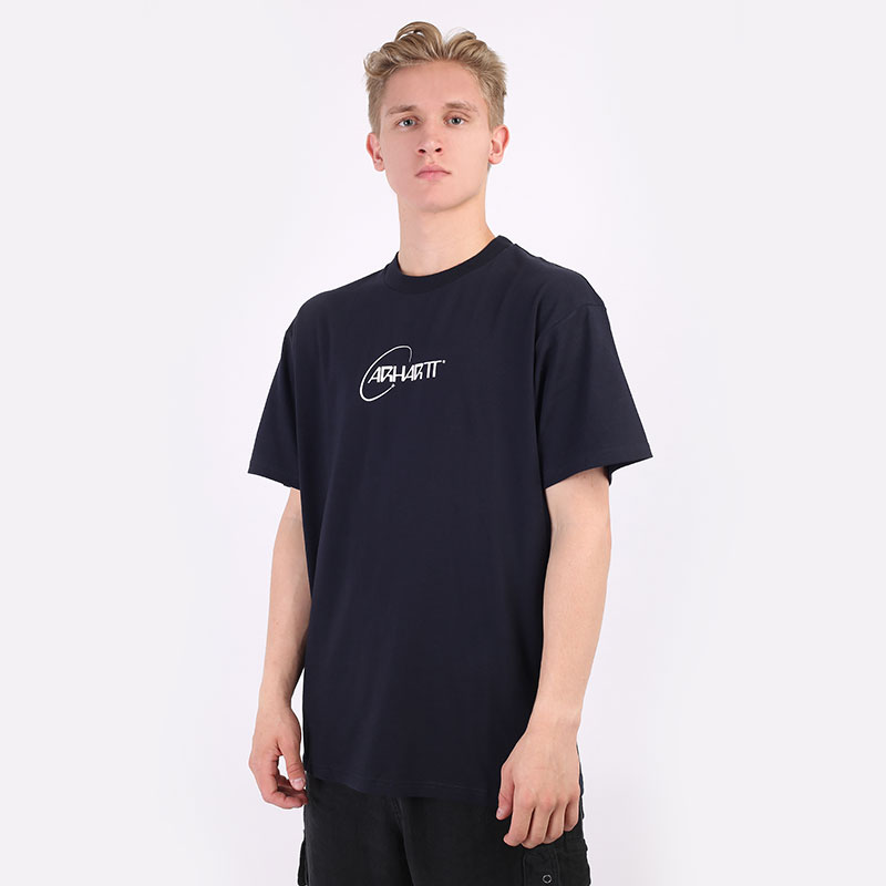 мужская синяя футболка Carhartt WIP S/S Orbit T-Shirt I029928-navy/white - цена, описание, фото 1