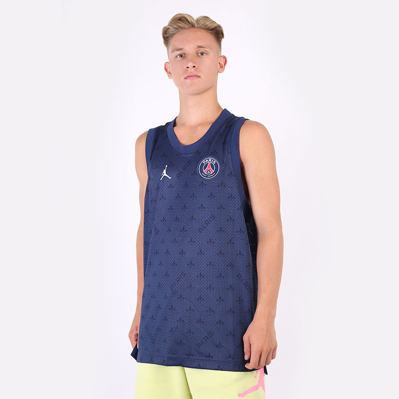 мужская синяя майка Jordan Paris Saint-Germain Mesh Shirt DB6478-410 - цена, описание, фото 1