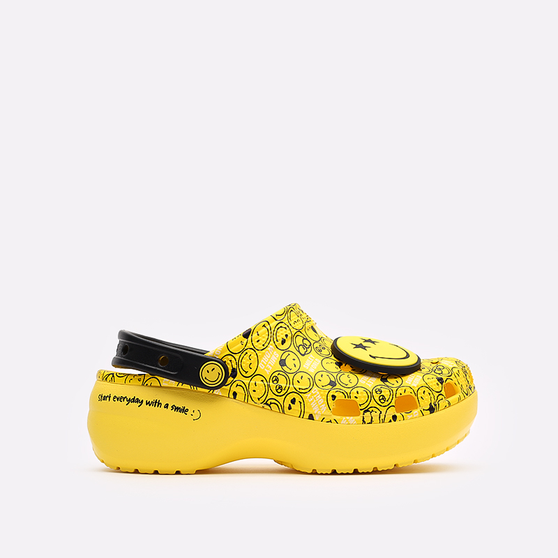 женские желтые сланцы Crocs Classic Platform Smiley Clog W 207233-90H - цена, описание, фото 1