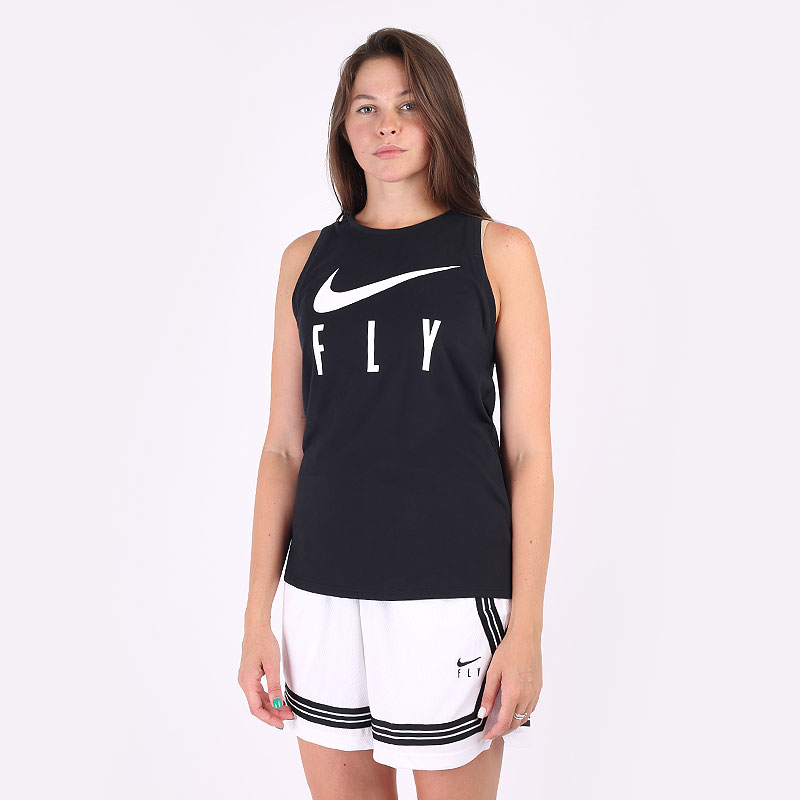женская черная майка Nike Dri-FIT Swoosh Fly Women&#039;s Basketball Tank DJ1592-010 - цена, описание, фото 1