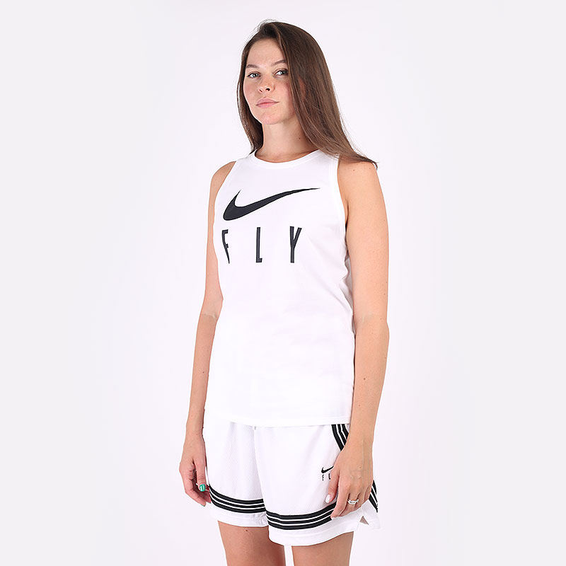 женская белая майка Nike Dri-FIT Swoosh Fly Women's Basketball Tank DJ1592-100 - цена, описание, фото 1