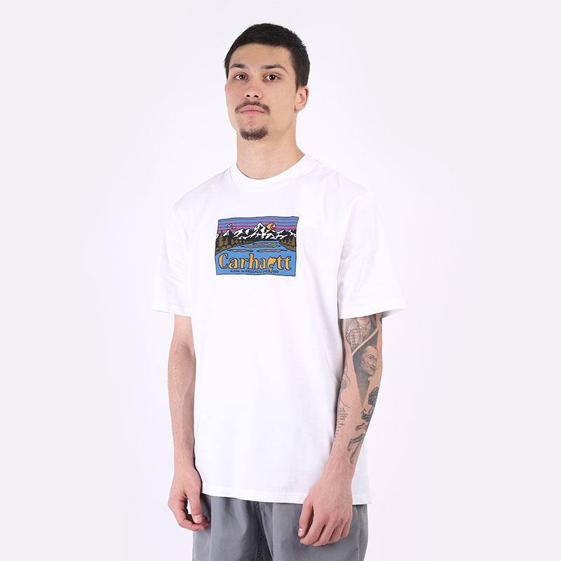 мужская белая футболка Carhartt WIP S/S Great Outdoors T-Shirt I029609-white - цена, описание, фото 1