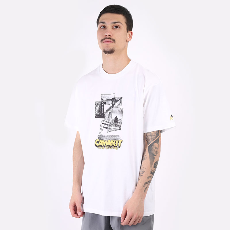 мужская белая футболка Carhartt WIP S/S Exped T-Shirt I029627-white - цена, описание, фото 1