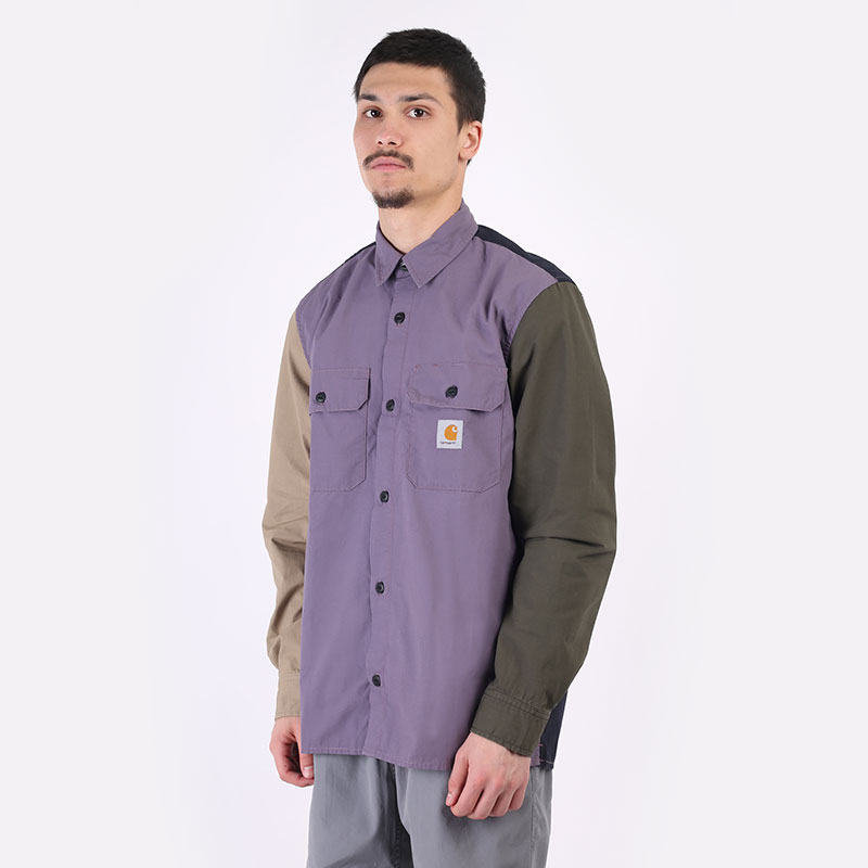 мужская разноцветная рубашка Carhartt WIP L/S Vallant 4 Shirt I029117-provence - цена, описание, фото 1