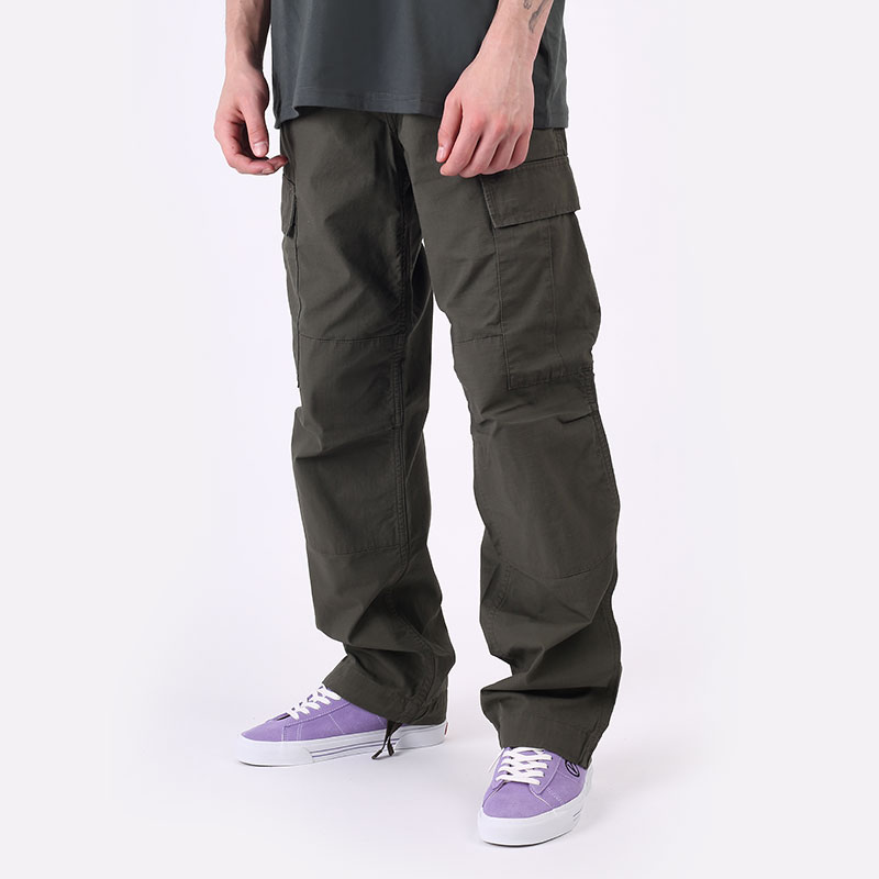 мужские зеленые брюки Carhartt WIP Regular Cargo Pant I015875-cypress - цена, описание, фото 1