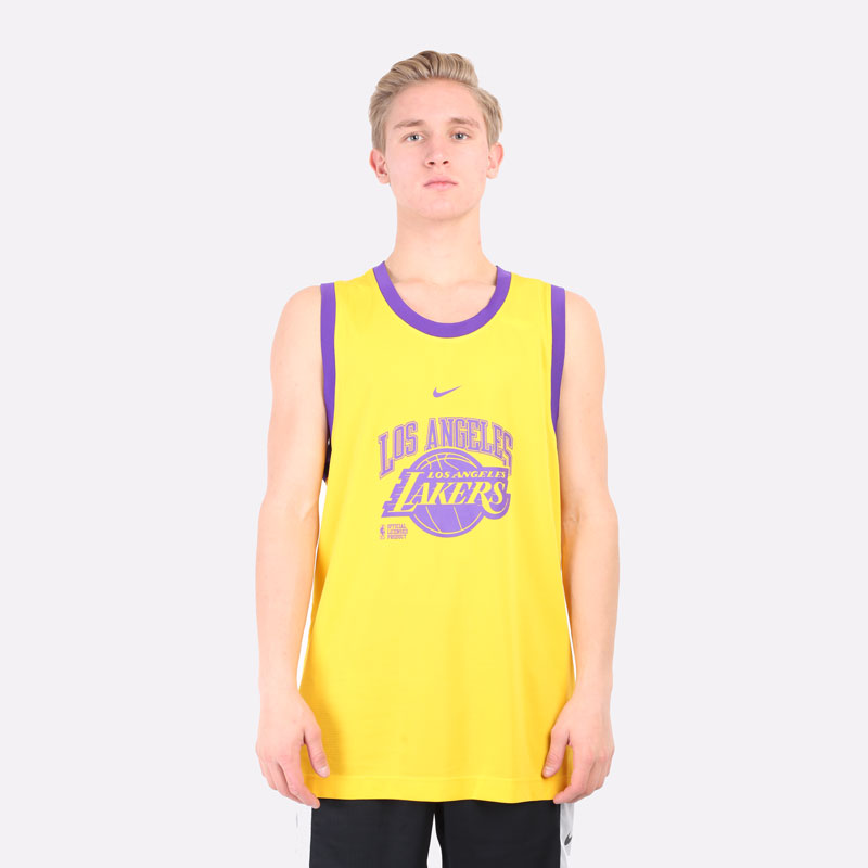 мужская желтая майка Nike Maillot NBA Los Angeles Lakers Nike Courtside DB1276-728 - цена, описание, фото 4