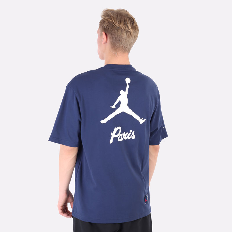 мужская синяя футболка Jordan Paris Saint-Germain T-Shirt DM4138-410 - цена, описание, фото 3