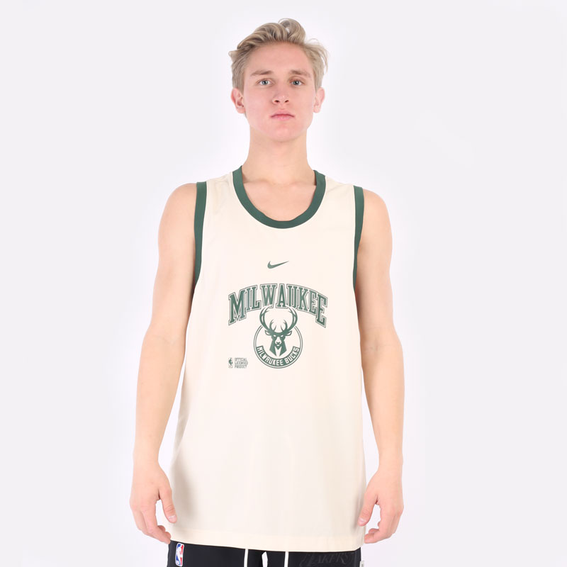 мужская бежевая майка Nike Milwaukee Bucks Courtside DNA NBA Tank DB1278-280 - цена, описание, фото 3