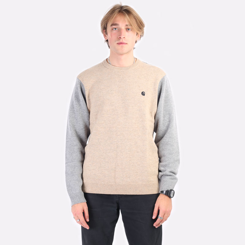 мужской разноцветный свитер Carhartt WIP Triple Sweater I029514-grey/black - цена, описание, фото 6