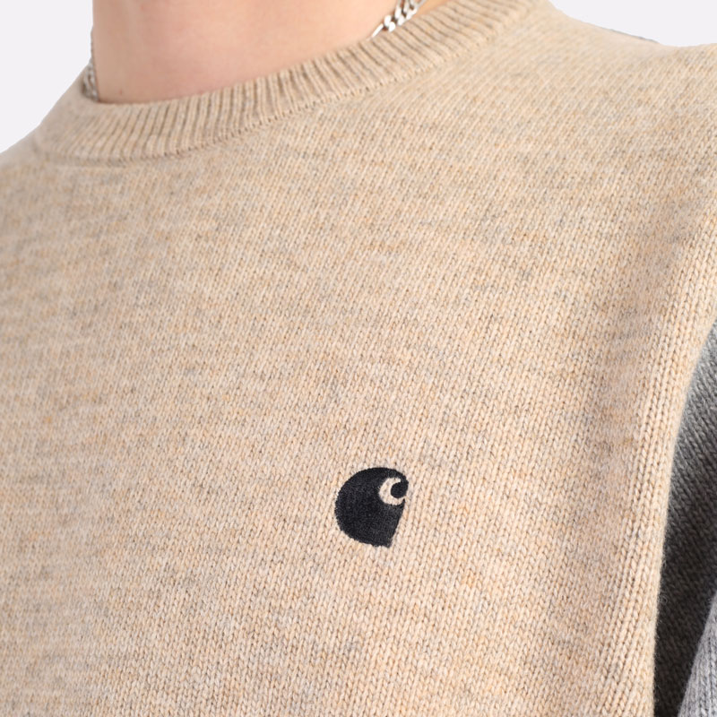 мужской разноцветный свитер Carhartt WIP Triple Sweater I029514-grey/black - цена, описание, фото 2